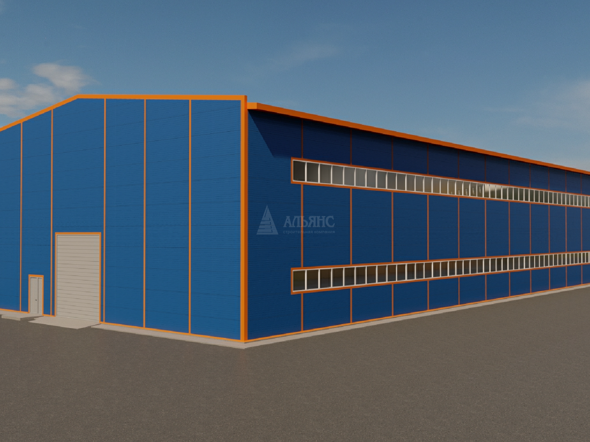 3D визуализация Производственный корпус из сэндвич-панелей - фото 2