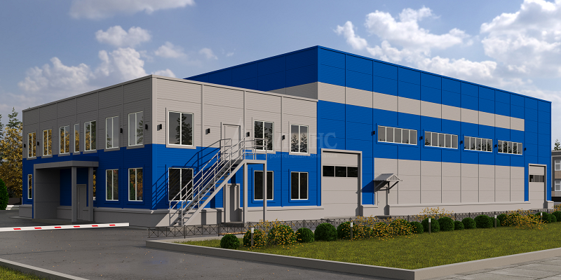 3D визуализация Производственное здание из сэндвич-панелей  - фото 1