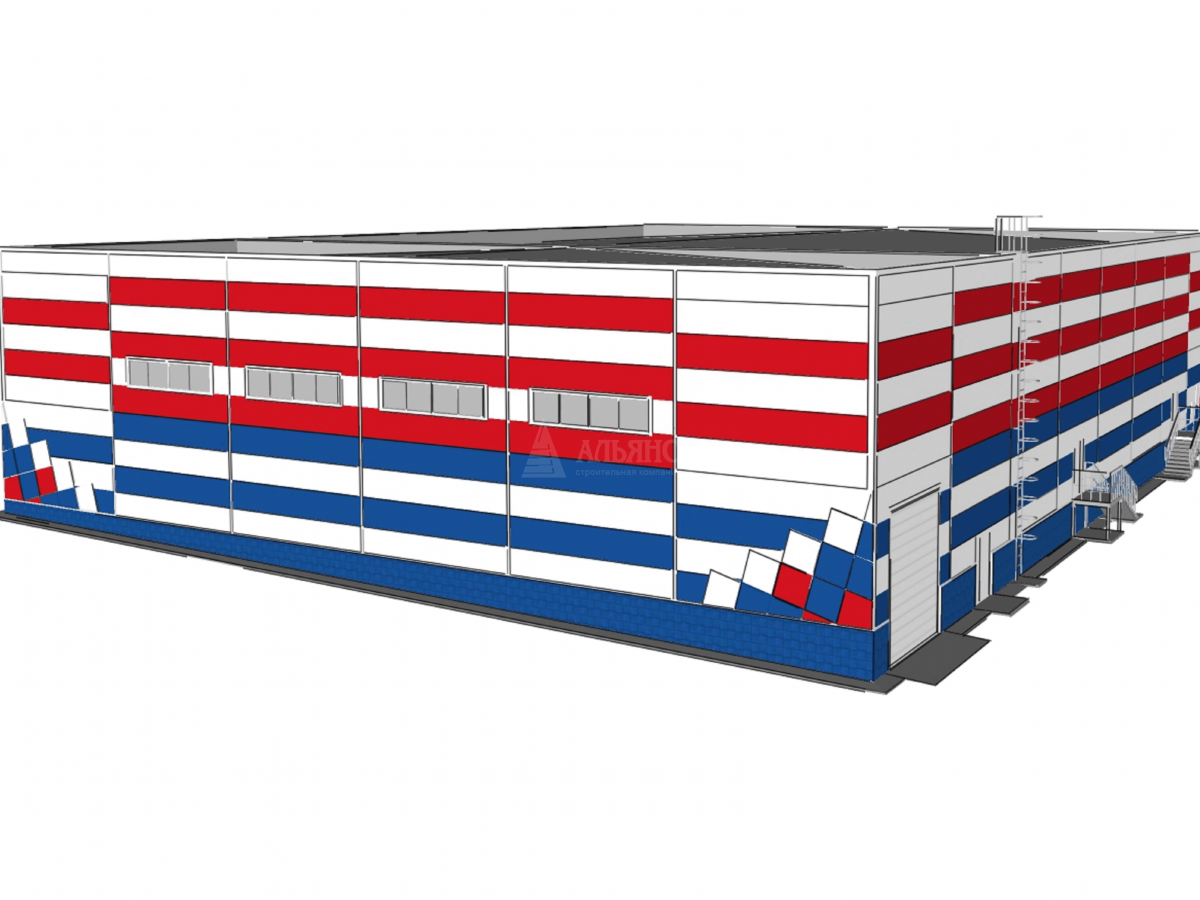 3D визуализация Торговый центр из сэндвич-панелей - фото 2