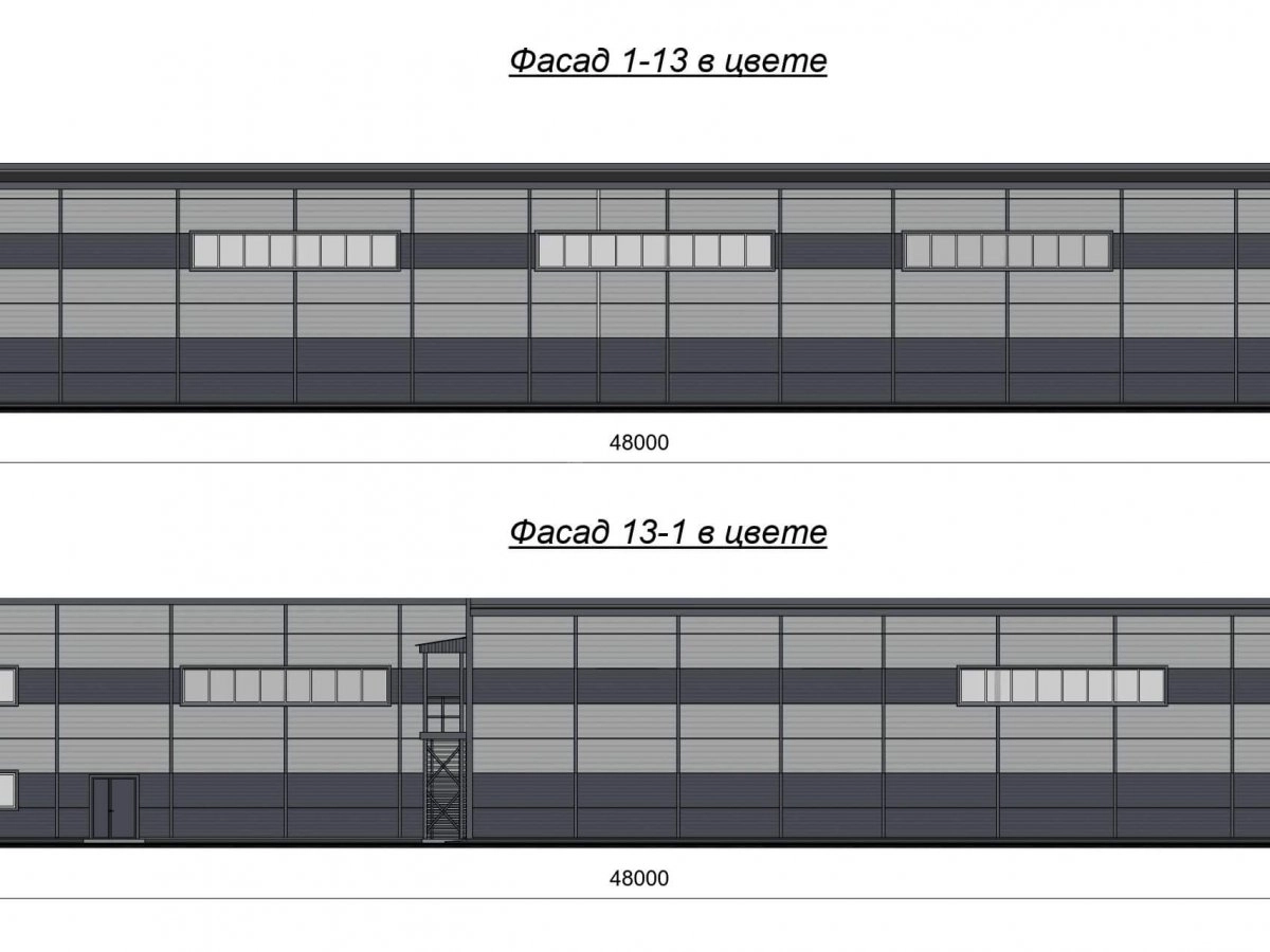 3D визуализация Производственное здание с АБК из сэндвич-панелей - фото 8